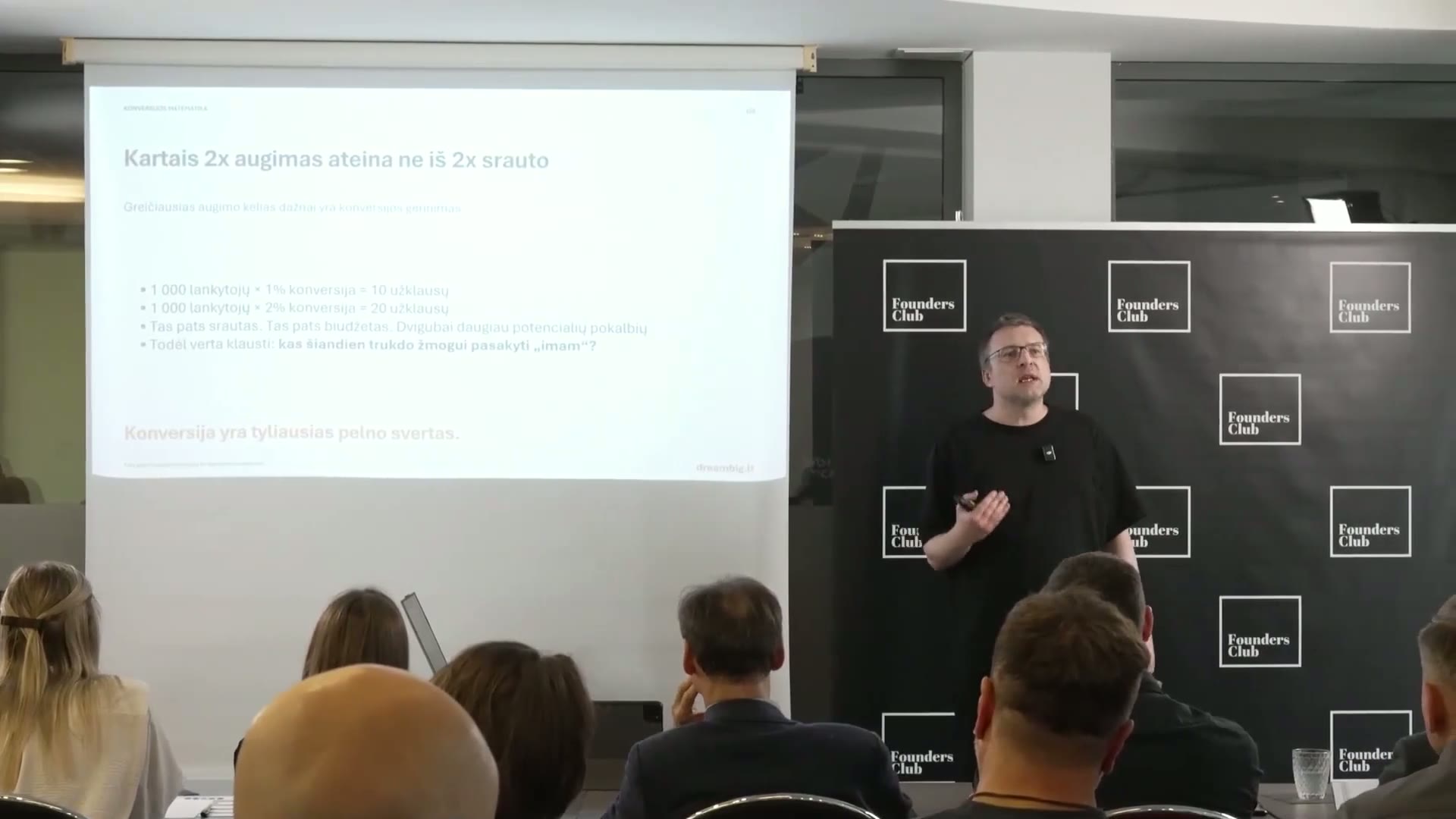 Martynas Šaikus kalba „Founders Club“ vadovų renginyje
